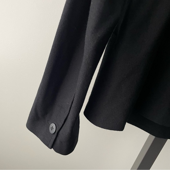 Eileen Fisher Collarless Single Button Blazer Jacket Black Viscose Blend Medium - Picture 2 of 8